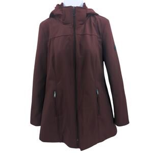 Andrew Marc Jacket Womens Medium Maroon Hooded Water Repellent Fall Travel Coat